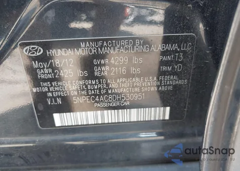 2013 Hyundai Sonata Limited из США, поврежденный, VIN 5NPEC4AC8DH530951